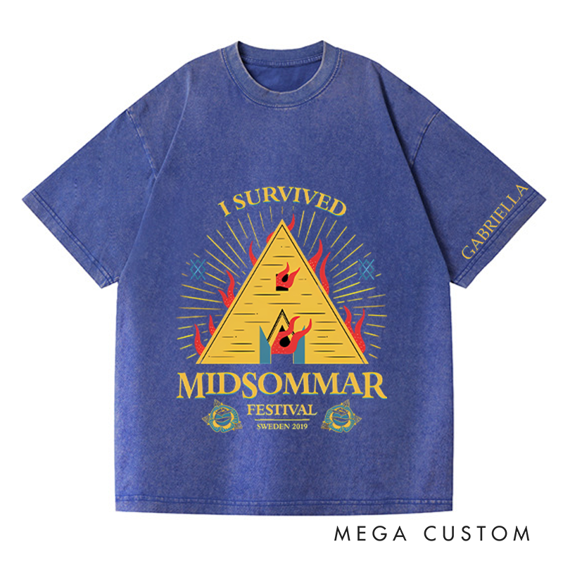 Personalized I Survived Midsommar Horror Halloween Washed T-Shirts for Movie TV Show Lovers