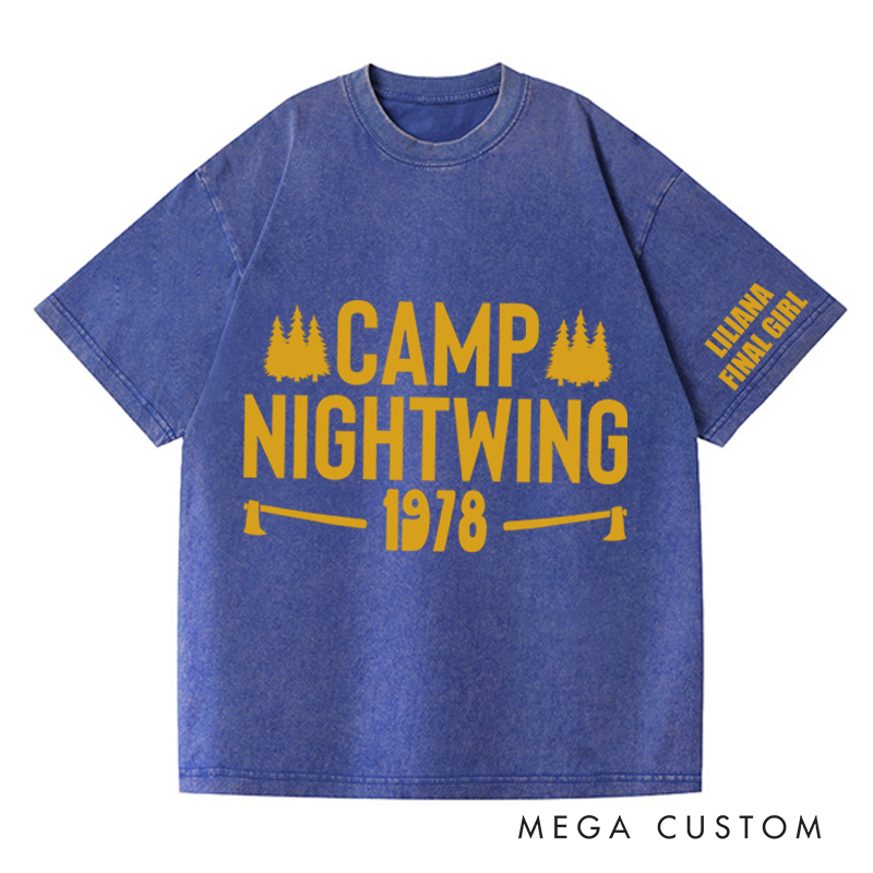 Personalized Camp Nightwing Washed T-Shirts Horror Movie Tshirt 80s Halloween Movie Shirt
