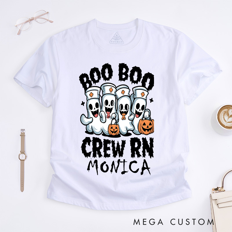 Personalized Nurse T-Shirts Boo Boo Crew RN Fashion Design T-Shirts Nurse Halloween Gifts