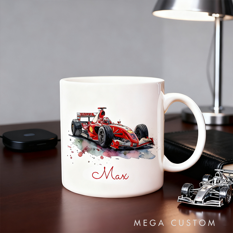 Ceramic Personalized Racing Car Mug  Gift for Racer and Racing Lovers