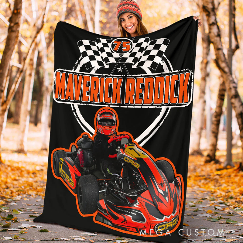 Personalized Racing Blanket Custom Photo Blanket Gift for Racer and Racing Lovers