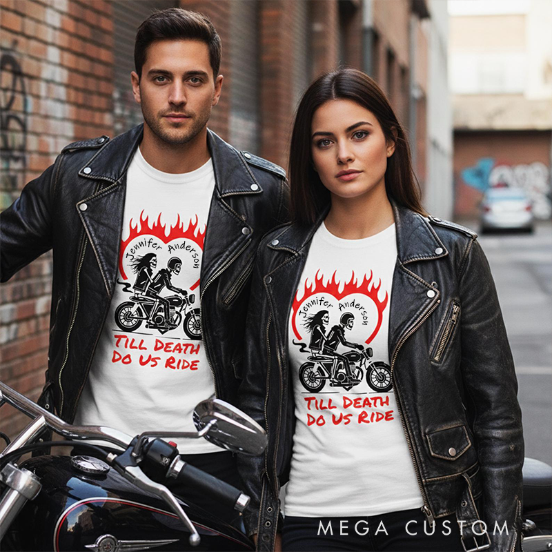 Personalized Biker Couple Valentine Shirt Custom Name Shirt Unique Valentine Gift