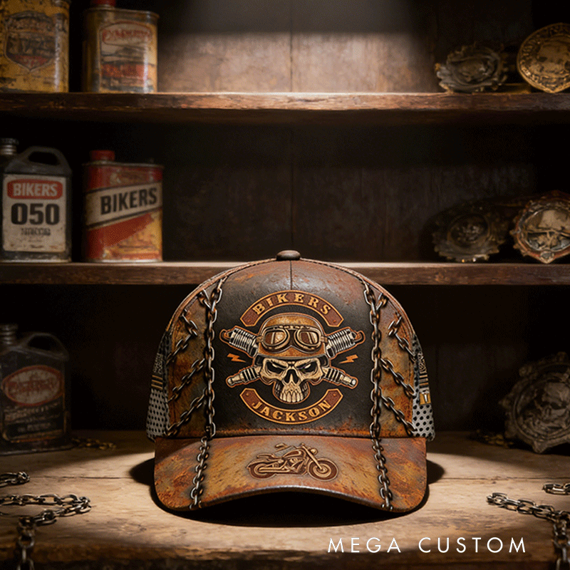 Personalized Biker Cap Vintage Bike Custom Name Cap Gift for Bikers and Motorcycle Fans