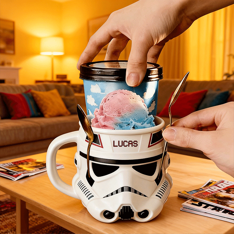 Personalized Helmet Shaped Ice Cream Pint Holder Funny Dessert Gift