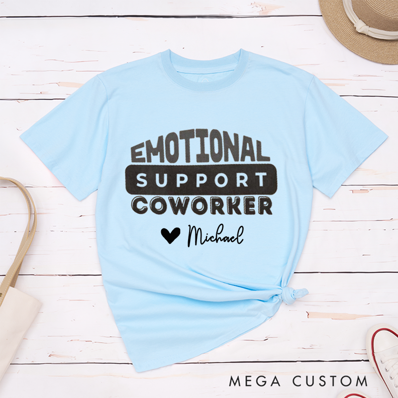 Bold Typography T-Shirt – Emotional Support Coworker Custom Name Design