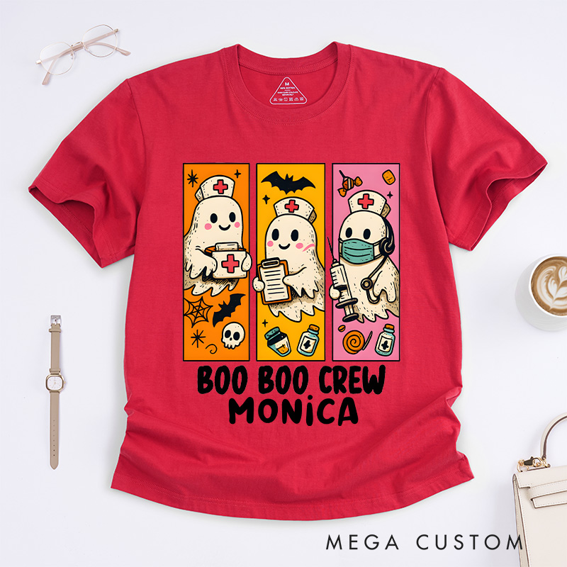 Personalized Nurse T-Shirts Boo Boo Crew Design Fashion Design T-Shirts Nurse Halloween Gifts