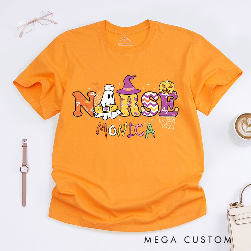 Personalized Nurse T-Shirts Spooky Nurse Fashion Design T-Shirts Nurse Halloween Gifts