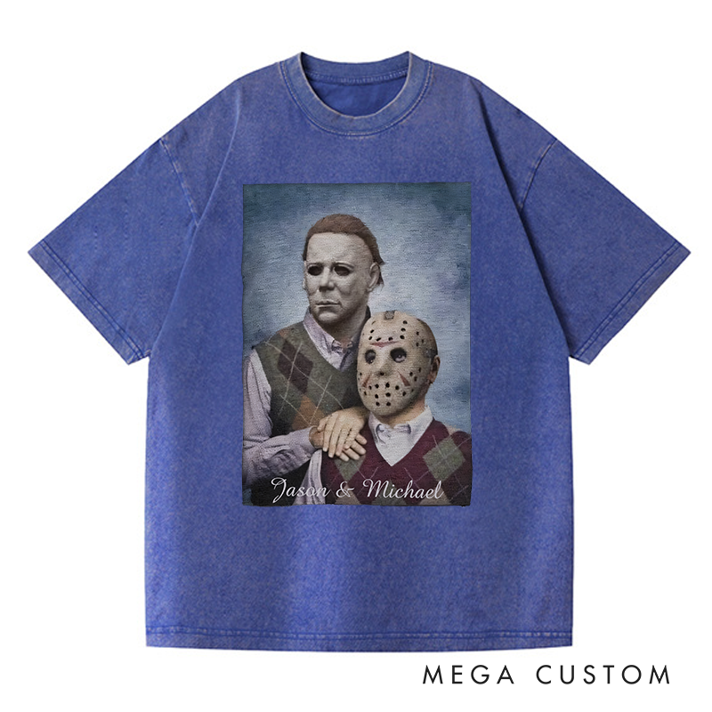 Personalized Retro the Step Brothers Movie Washed T-Shirts Horror Spooky Movies Tshirt Film Fan Shirt Halloween