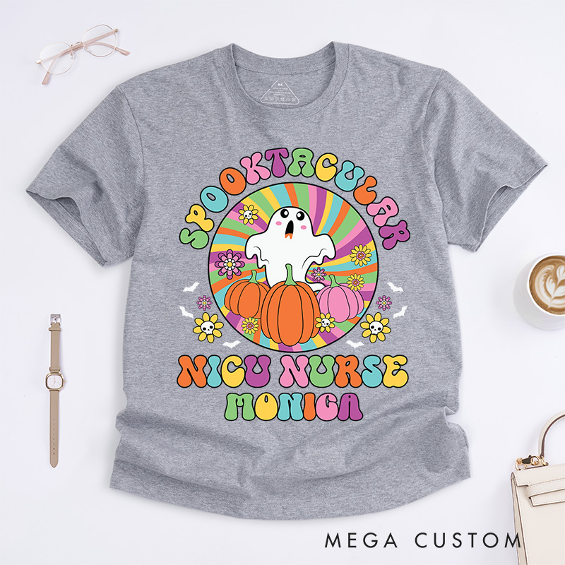 Personalized Nurse T-Shirts Spooktacular NICU Nurse Fashion Design T-Shirts Nurse Halloween Gifts