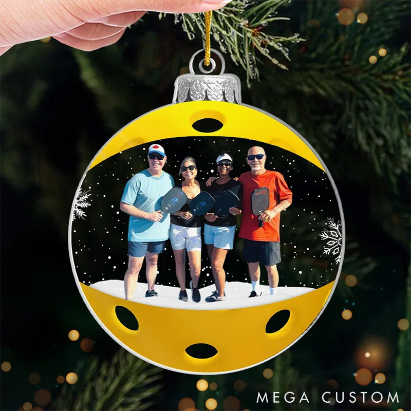 Personalized Pickleball Acrylic Ornament with Custom Your Photo and Festive Design