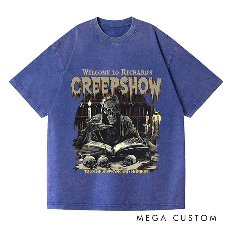 Personalized Retro Your Creepy Show Horror Movie Washed T-Shirts Horror Spooky Movies Tshirt Film Fan Shirt Halloween