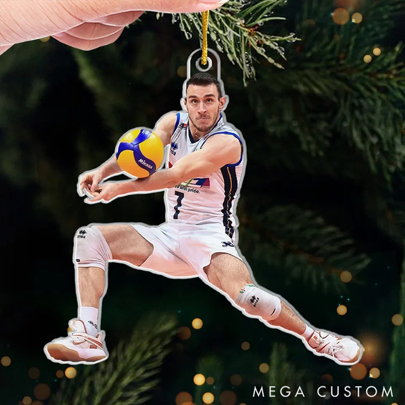 Personalized Volleyball Acrylic Ornament with Custom Your Action Photo and Festive Design for Him