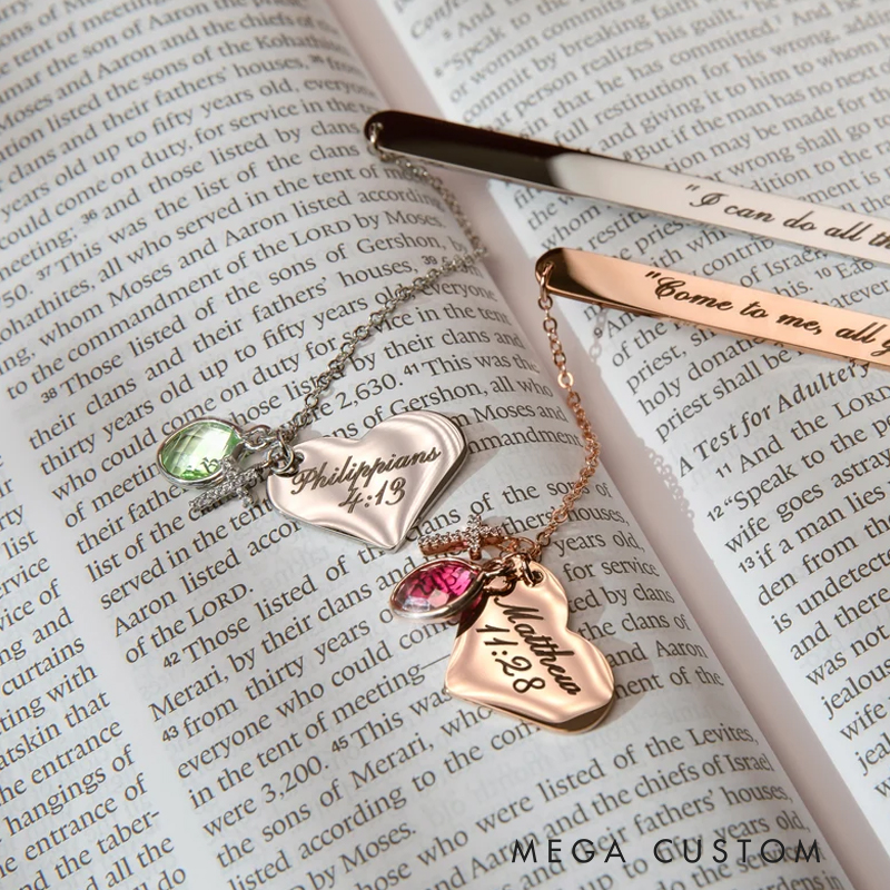 Personalized Bible Bookmark with Birthstone Birthday Christmas Bible Verse Religious Best Gift for Christians