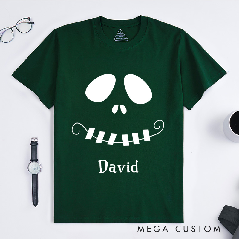 Personalized Spooky Smile Halloween T-Shirt Perfect for Adding a Playful and Festive Touch T-Shirt