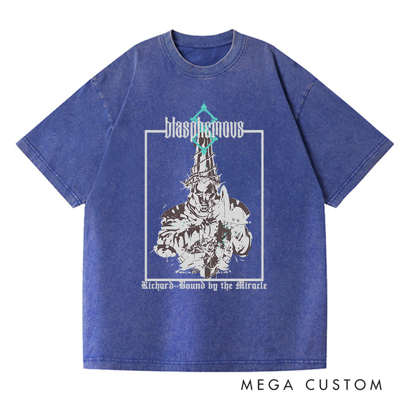 Personalized Blasphemous Gothic Game Washed T-Shirts Video Game Tshirt Nightmare Hunter Shirt Halloween