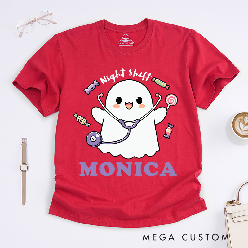 Personalized Nurse T-Shirts Night Shift Design T-Shirts Nurse Halloween Gifts
