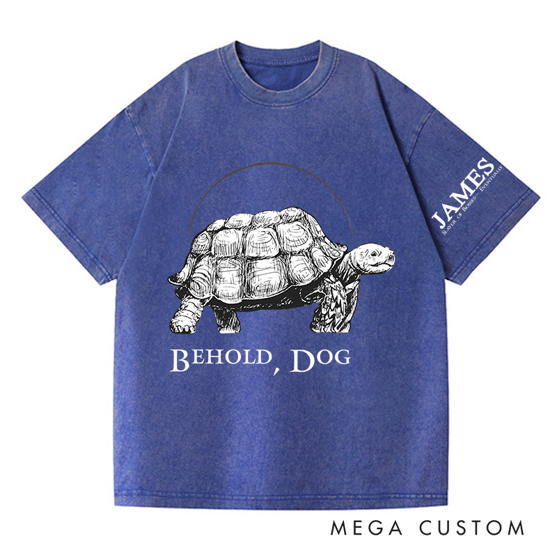 Personalized Behold Dog Gothic Game Washed T-Shirts Video Game Tshirt Soulslike Shirt Halloween