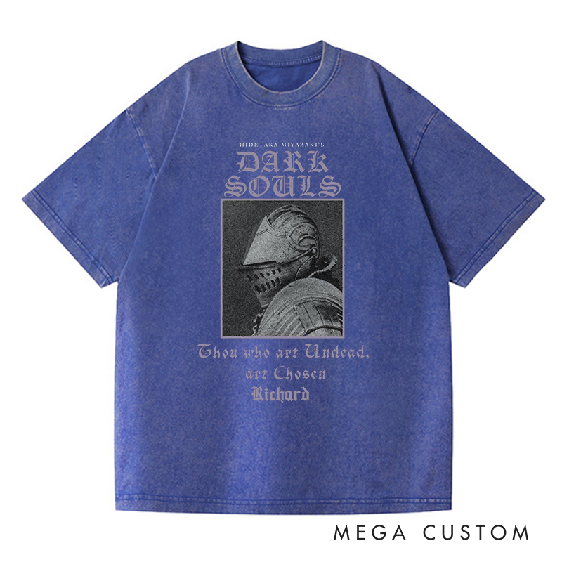 Personalized Chosen Undead Gothic Game Washed T-Shirts Video Game Tshirt Undead Shirt Halloween