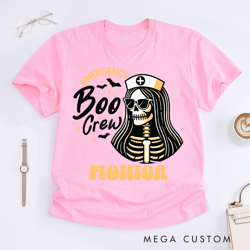 Personalized Nurse T-Shirts Emergency Boo Crew Design T-Shirts Nurse Halloween Gifts