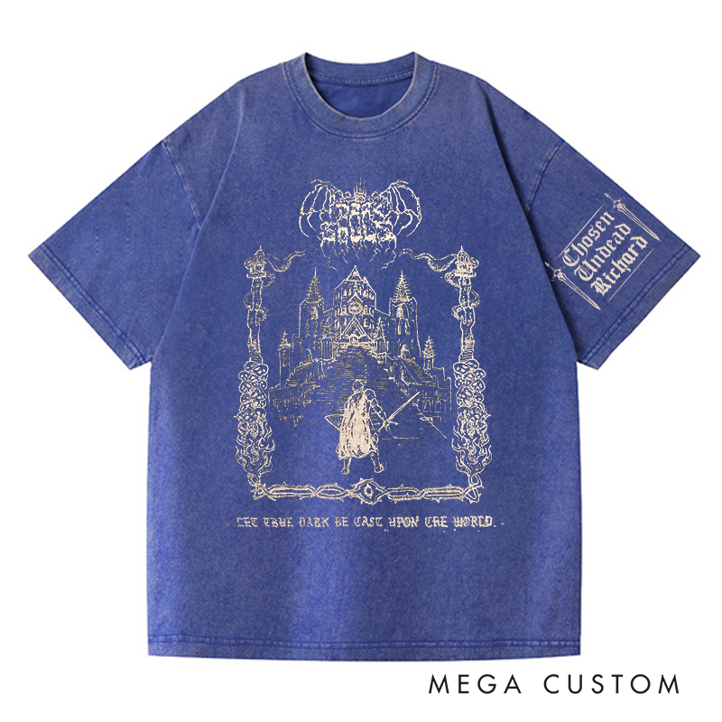 Personalized Dark World Gothic Game Washed T-Shirts Video Game Tshirt Undead Shirt