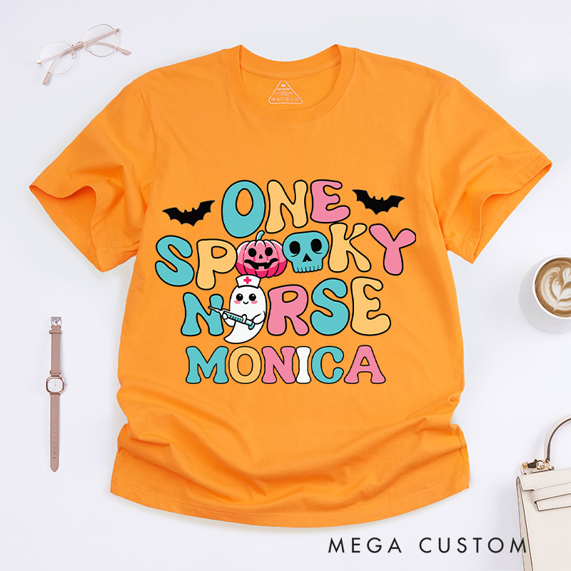 Personalized Nurse T-Shirts One Spooky Nurse Design T-Shirts Nurse Halloween Gifts