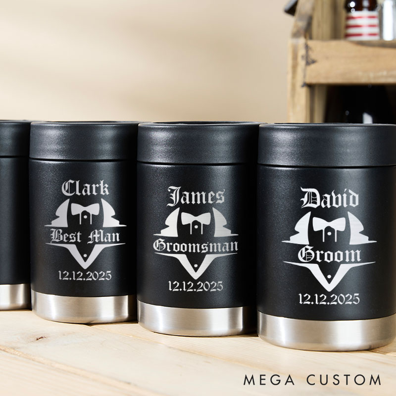 Personalized Groomsmen Can Cooler Engraved Groomsmen Gift Tumblers Bachelor Party Gift Beer Can Holder for Him