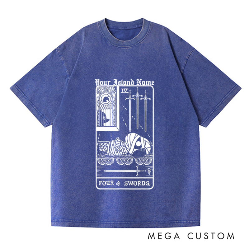 Personalized Four of Swords Washed T-Shirts Video Game Tshirt Island Building Game Shirt