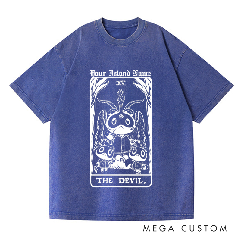 Personalized the Devil Washed T-Shirts Video Game Tshirt Island Building Game Shirt
