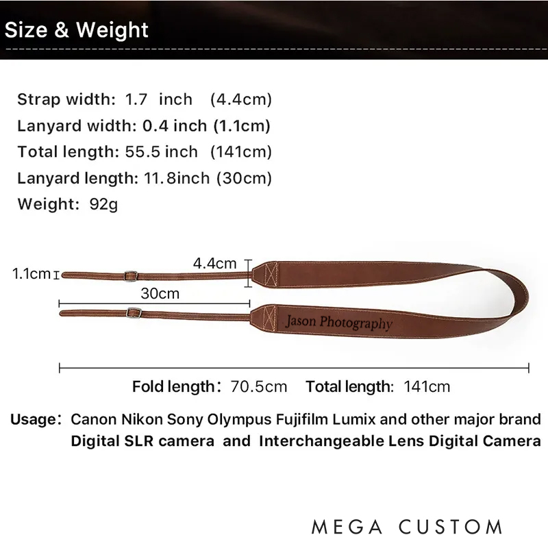 Personalized Leather Camera Strap Gifts for Photographers SLR Camera Accessories Christmas Gifts for Boyfriend Girlfriend Father for Birthday Holiday