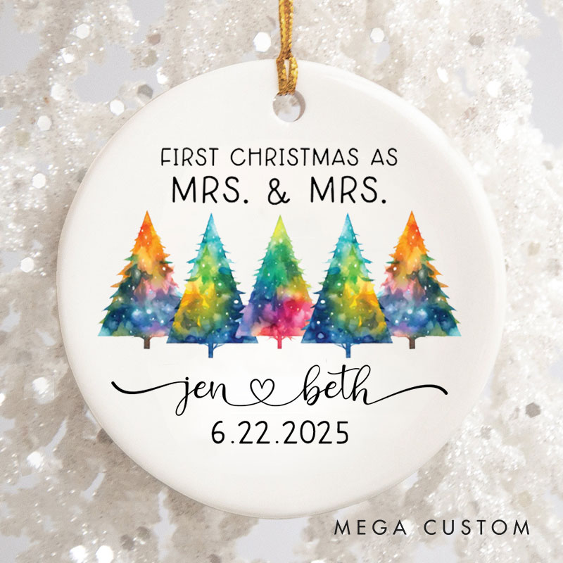 Personalized First Christmas as Mrs and Mrs Ornament LGBTQ Lesbian Christmas Trees Ornament Xmas Decor for LGBTQA+ Lesbian