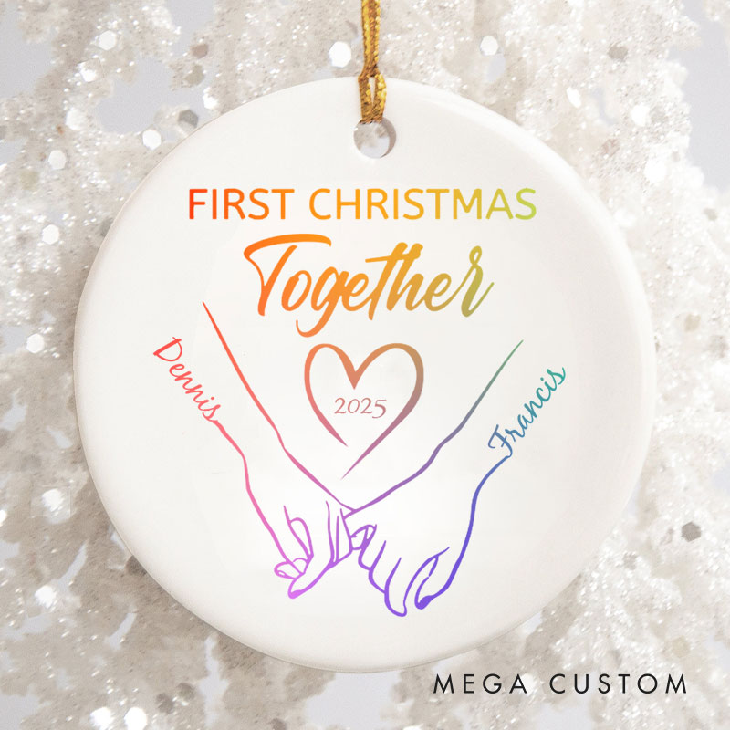 Personalized First Christmas Together Ornament LGBTQ Lesbian Gay Hand in Hand Christmas Ornament LGBTQA+ Xmas Ornament