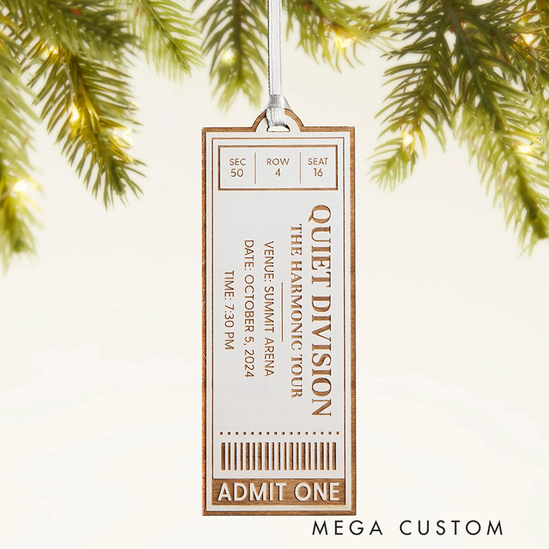 Personalized Favorite Concert Ticket Personalized Wood Ornament Christmas Gift Christmas Ornament Concert Tickets Memory Ornament for Him for Her