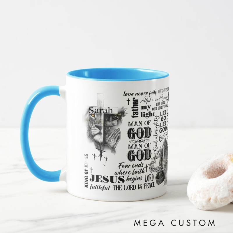 Personalized Man of God Religious Coffee Mug with Name Birthday Religious Baptism Gift for Family Friends Christians