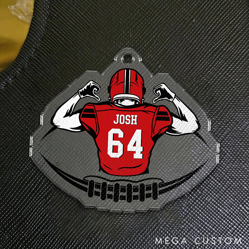Personalized American Football Player Keychain with Custom Number and Name for True Fans