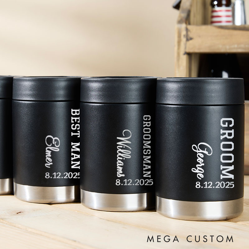 Personalized Wedding Can Coolers for Groom and Groomsmen Unique Bachelor Party Favors Can Holder Best Man Gift Tumbler for Men