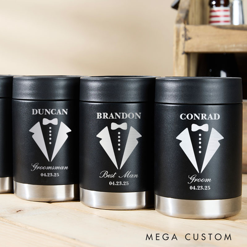 Personalized Wedding Party Can Coolers Engraved Bachelor Favors Can Holder Party Gifts for Groom Best Man