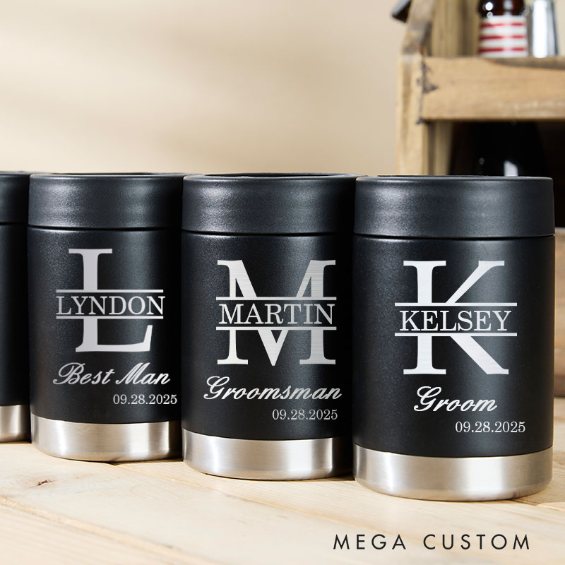 Personalized Groom Groomsman Wedding Party Can Cooler Bachelor Tumbler for Men Groomsman Proposal Keepsakes Can Holder