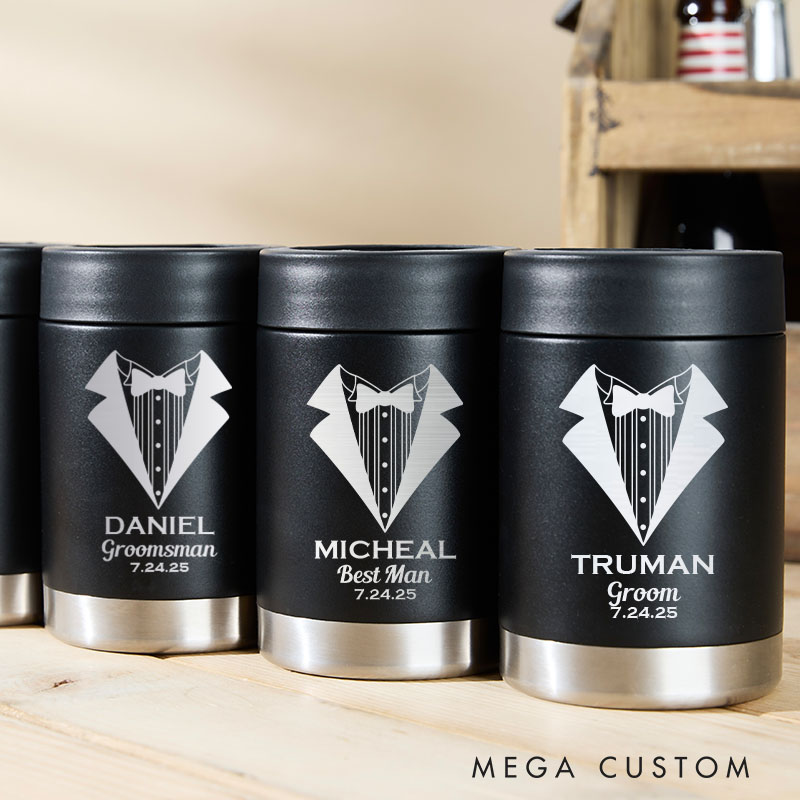 Personalized Wedding Party Can Coolers Bachelor Party Keepsakes for Groom Best Man Gift Groomsmen Proposal Can Holder