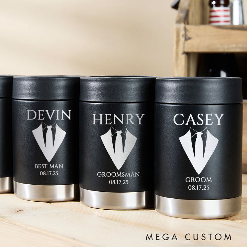 Personalized Wedding Party Can Coolers Bachelor Party Gift Tumbler for Groom  Groomsmen Proposal Can Holder