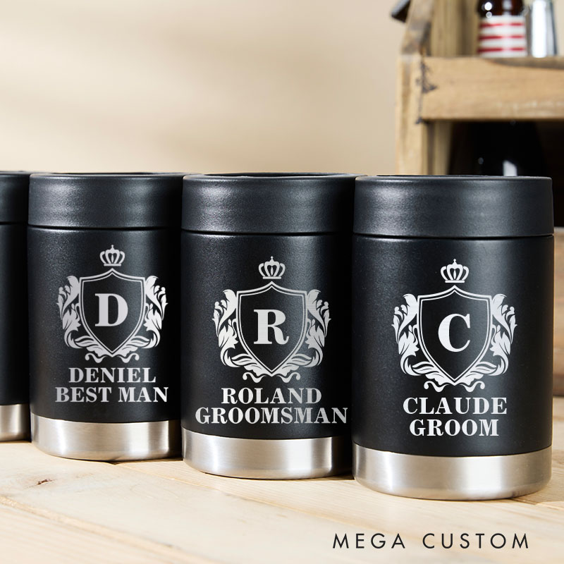 Personalized Initial Wedding Party Can Coolers Bachelor Party Can Cooler for Groom Best Man Groomsmen Proposal Can Holder