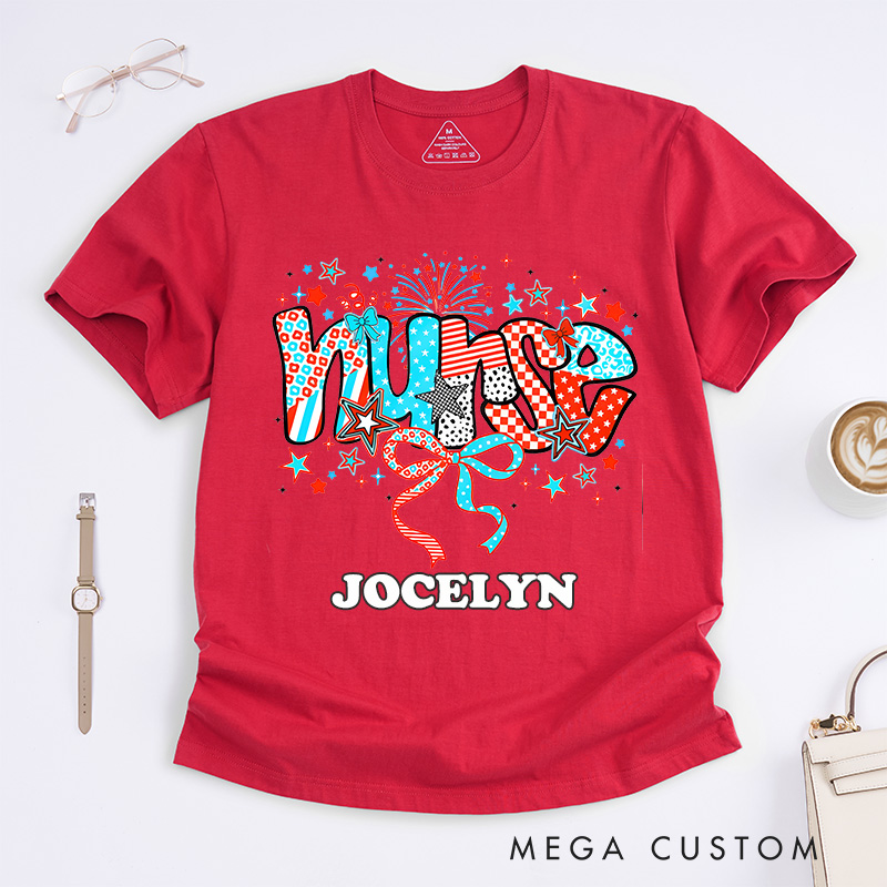 Personalized Nurse T-Shirts Patriotic Nurse Pride Fashion Design T-Shirts