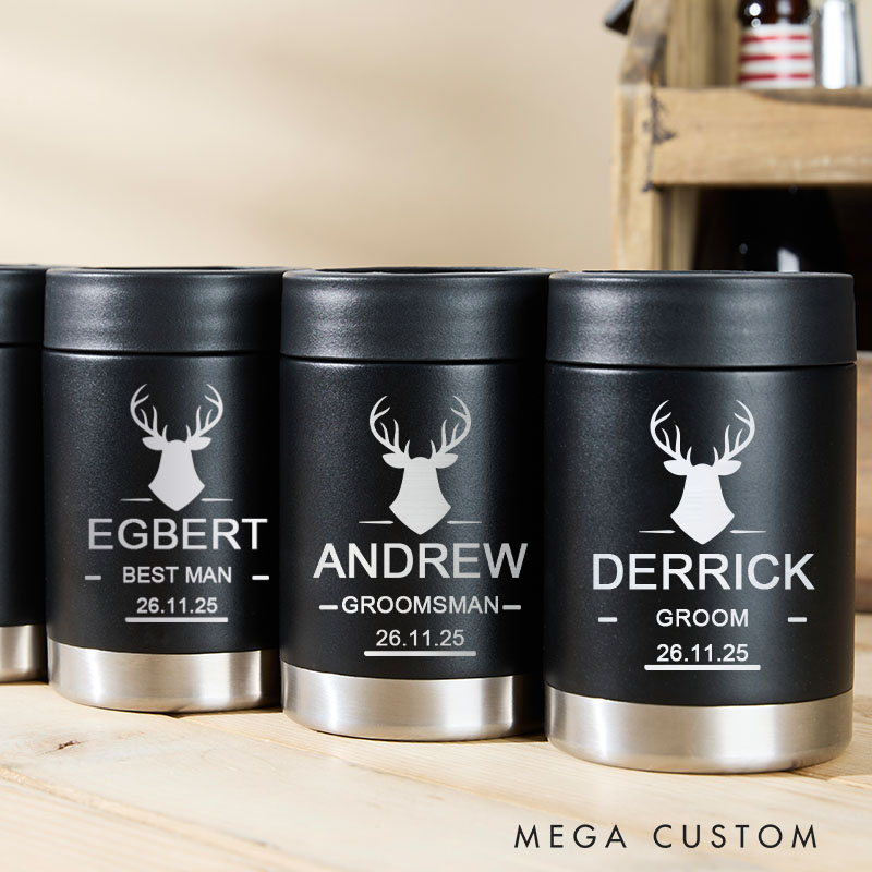 Personalized Groomsman Can Cooler Wedding Party Groom Can Cooler Bachelor Party Favors for Groom Best Man Beer Can Holder