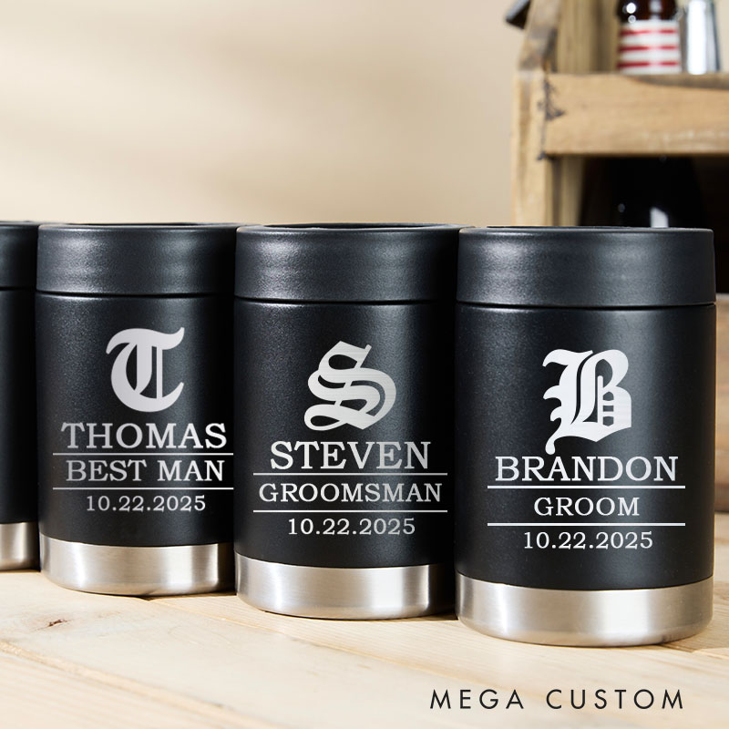 Personalized Wedding Can Coolers for Groom Best Man Proposal Can Holder Groomsmen Party Favors Beer Can Cooler Holder