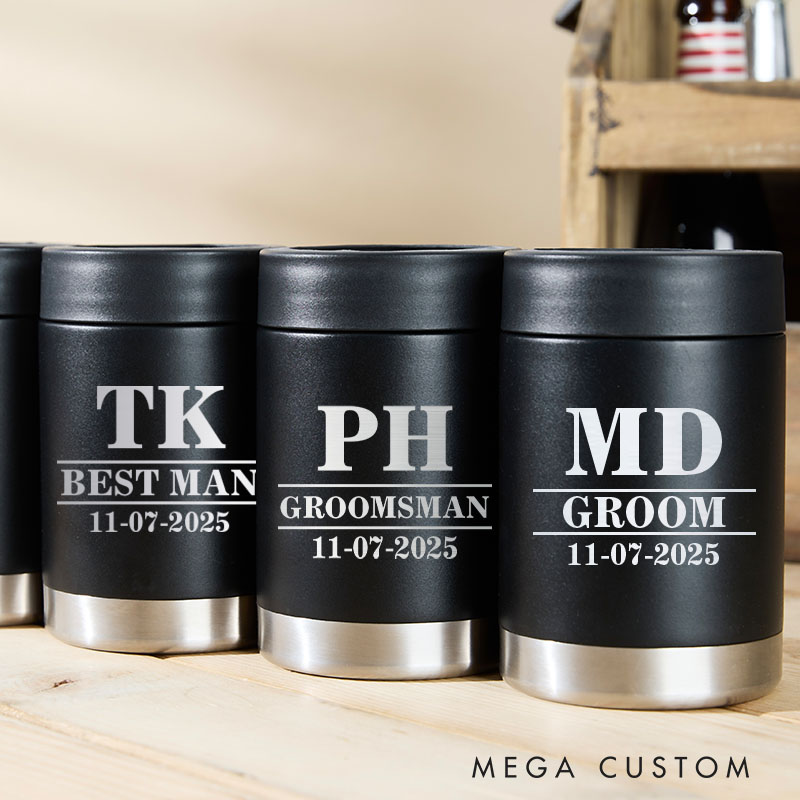 Personalized Groomsmen Gift Can Cooler Mental Groom Wedding Can Cooler for Him Best Man Proposal Beer Can Holder