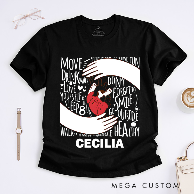 Personalized Nurse T-Shirts Hands Holding a Heart Fashion Design T-Shirts