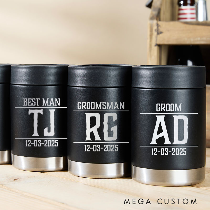 Personalized Groom Groomsman Can Cooler Men's Wedding Can Cooler Best Man Proposal Gift Can Cooler Bachelor Party Favors Him