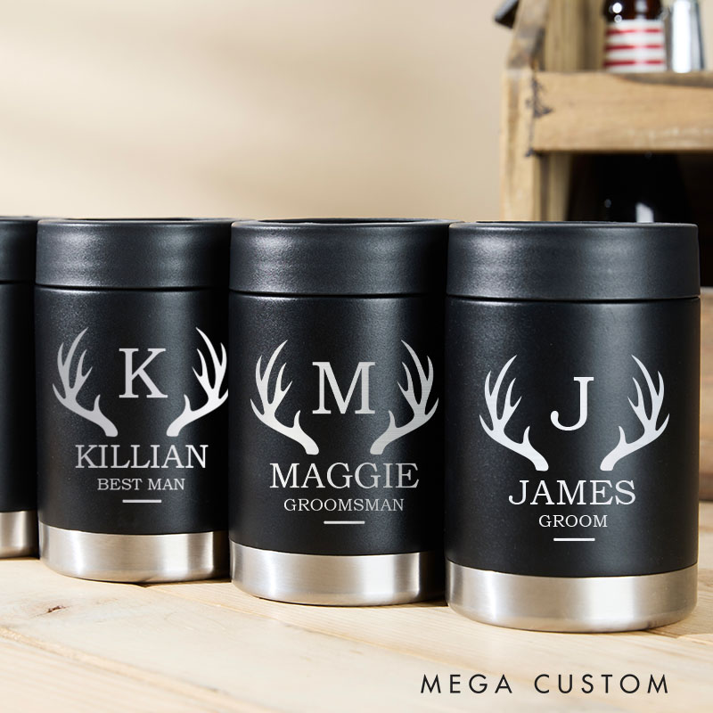 Personalized Groomsman Can Cooler Groom Club Beer Can Holder Wedding Can Coolers for Him Bachelor Party Can Cooler for Groomsmen