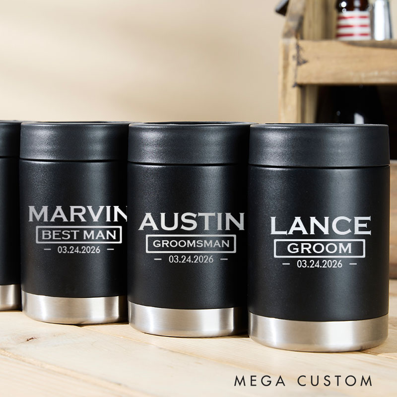 Personalized Best Man Can Cooler Groomsman Beer Can Holder Wedding Groom Club Can Coolers for Men Bachelor Party Can Cooler