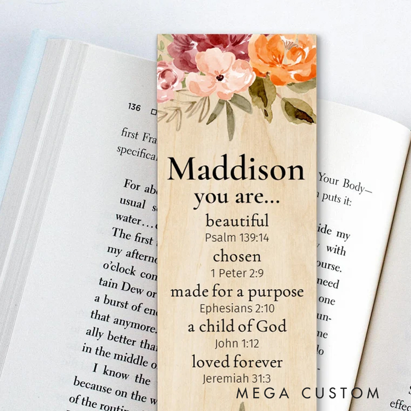 Personalized Wood Water Color Flower You are Bookmark for Best Friend Christian Gift for Birthday Unique Gifts for Long Distance Book lover
