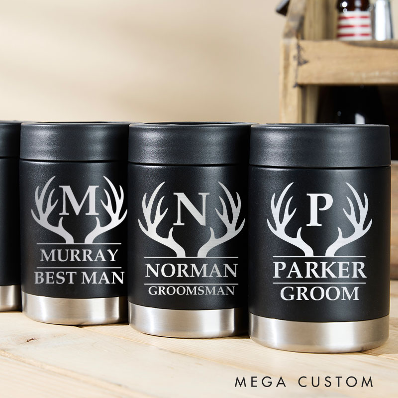 Personalized Groomsmen Gift Can Cooler Wedding Party Favors Can Cooler Bachelor Can Holder for Him Best Man Can Holder